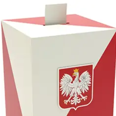 Polska urna wyborcza z godłem orła białego. Czas na wybory prezydenckie w Polsce!