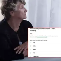 Zamyślona starsza pani analizuje kalkulator świadczeń. Zastanawia się, jaka emerytura z KRUS po 10 latach będzie jej przysługiwać.