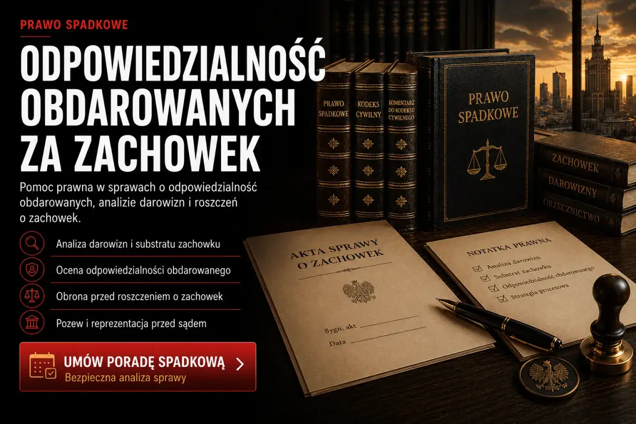Analiza odpowiedzialności obdarowanych za zachowek. Pomoc prawna w sprawach o zachowek od darowizny, analiza darowizn i roszczeń.