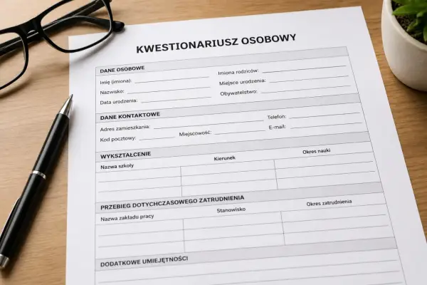 Kwestionariusz osobowy kandydata do pracy - co powinien zawierać?